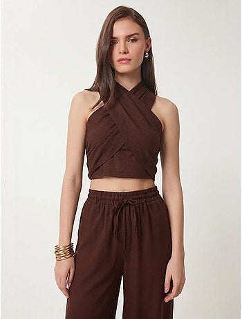 Ensemble blouse halter et pantalon large istanbul