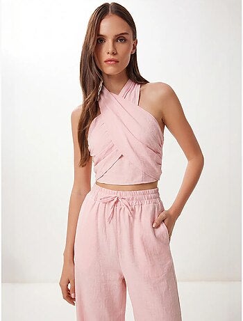 Ensemble blouse halter et pantalon large istanbul