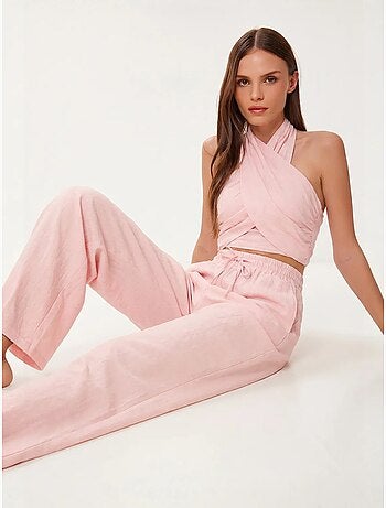 Ensemble blouse halter et pantalon large istanbul