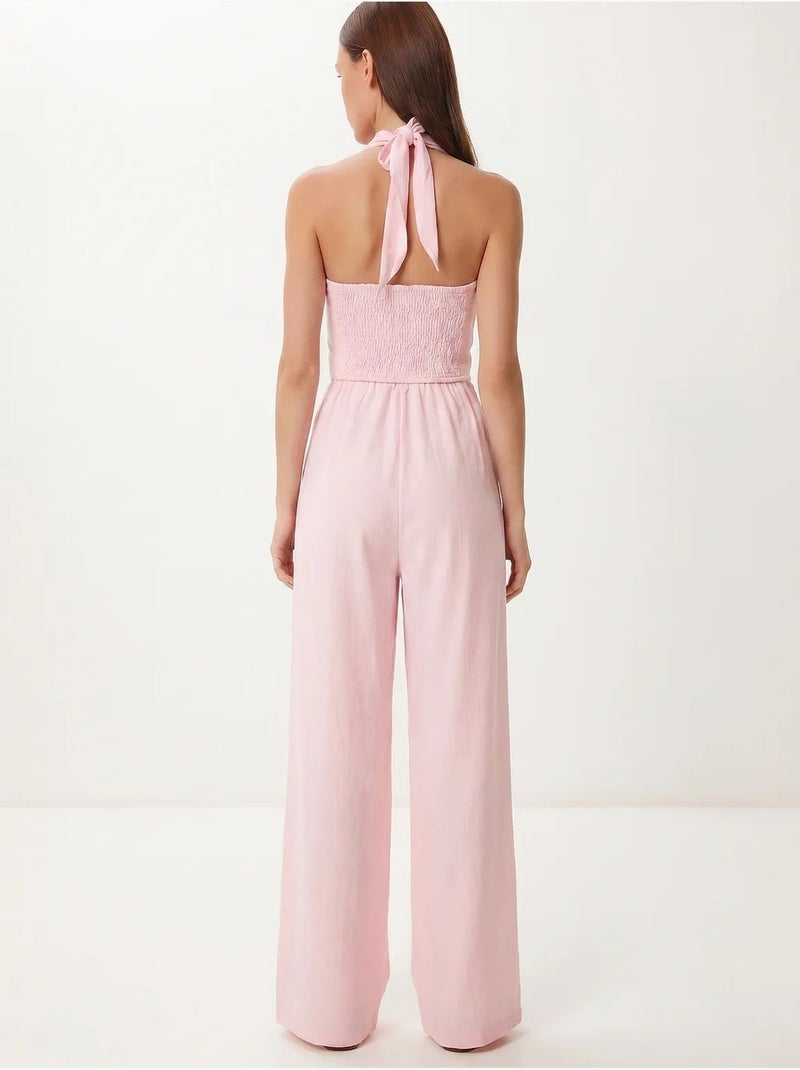 Ensemble blouse halter et pantalon large istanbul Rose - Kiabi