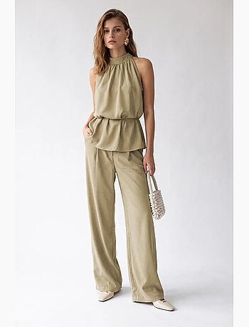 Ensemble blouse halter et pantalon large mixray