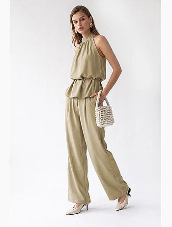 Ensemble blouse halter et pantalon large mixray