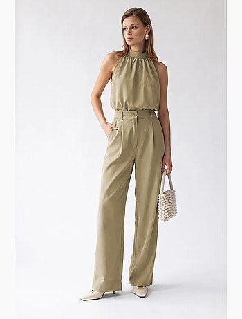 Ensemble blouse halter et pantalon large mixray