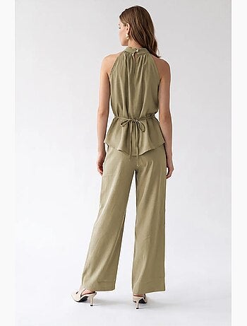 Ensemble blouse halter et pantalon large mixray