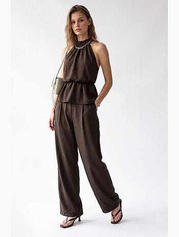 Ensemble blouse halter et pantalon large mixray