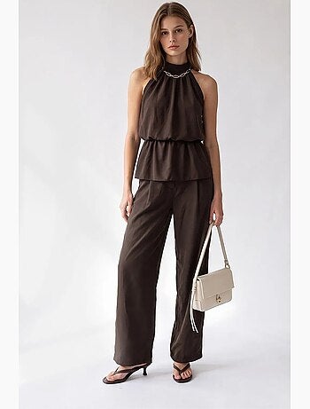 Ensemble blouse halter et pantalon large mixray