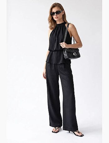 Ensemble blouse halter et pantalon large mixray