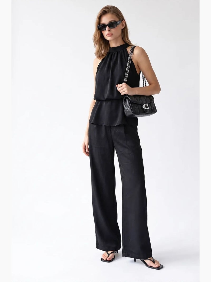 Ensemble blouse halter et pantalon large mixray Noir - Kiabi