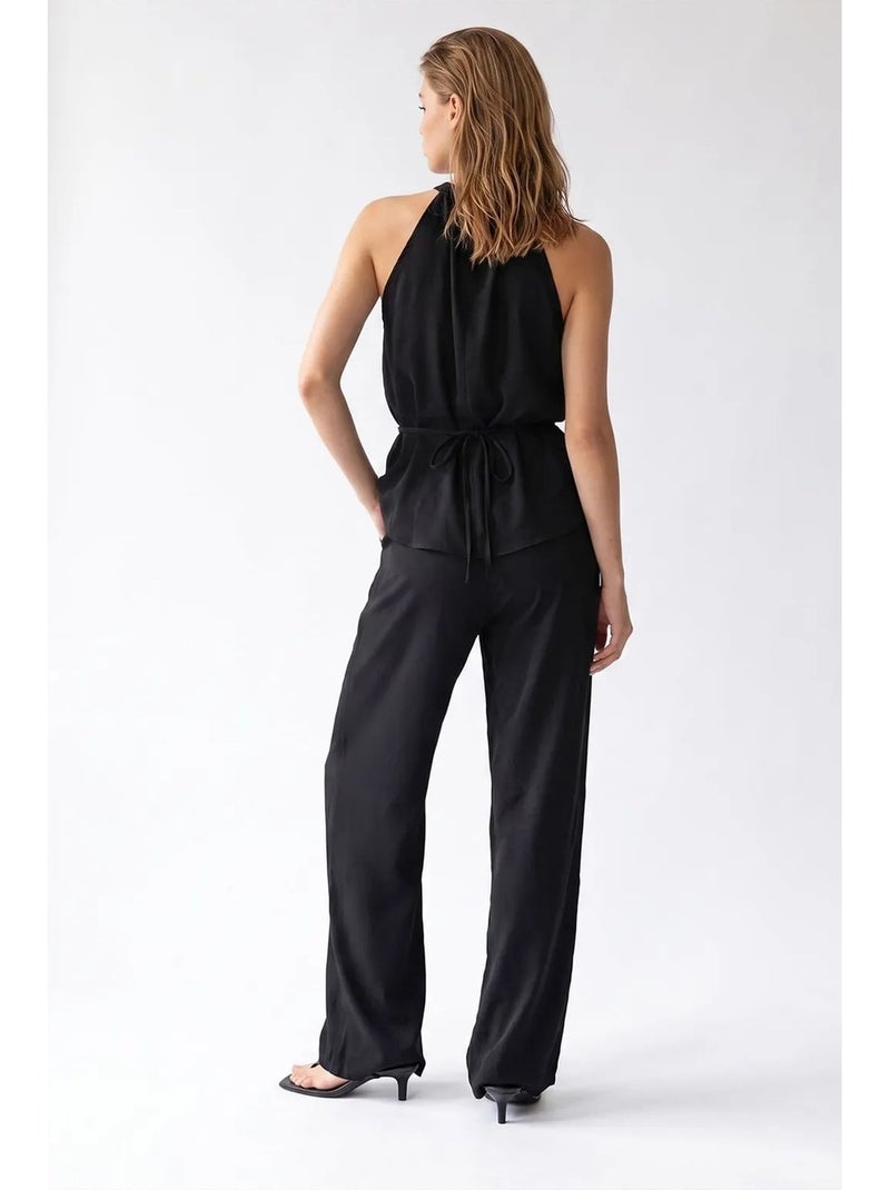 Ensemble blouse halter et pantalon large mixray Noir - Kiabi