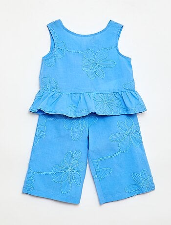 Ensemble blouse + pantalon avec broderies - 2 pièces