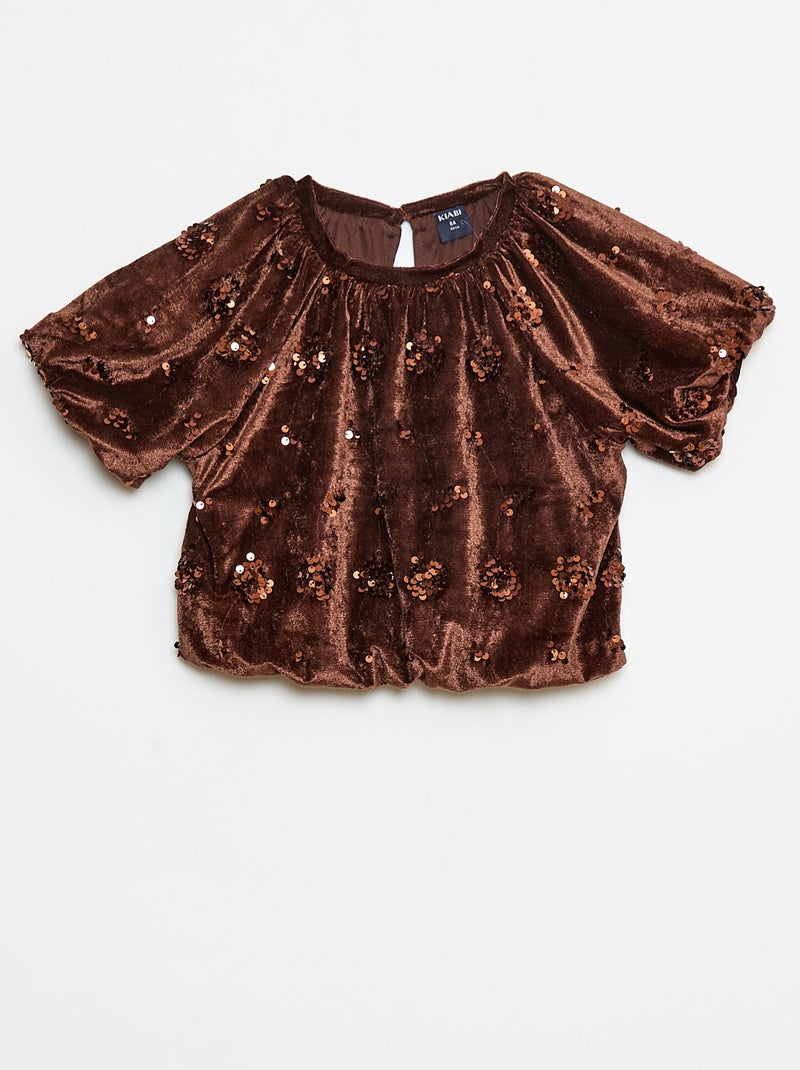 Ensemble blouse + pantalon flare fit en velours Marron - Kiabi