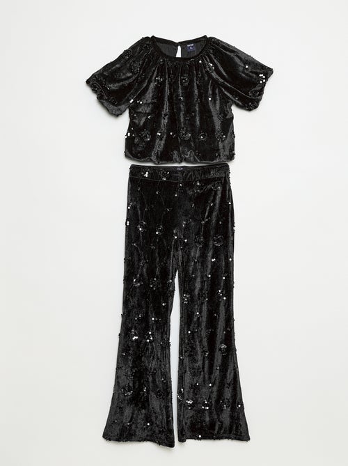 Ensemble blouse + pantalon flare fit en velours - Kiabi