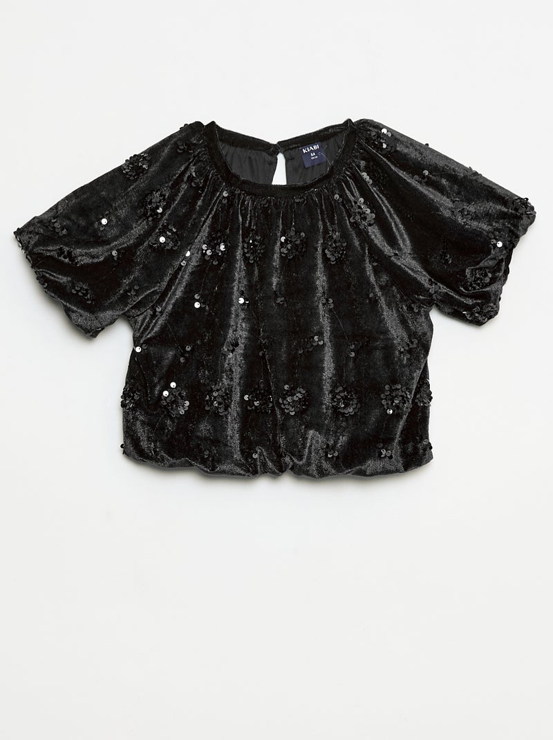 Ensemble blouse + pantalon flare fit en velours Noir - Kiabi