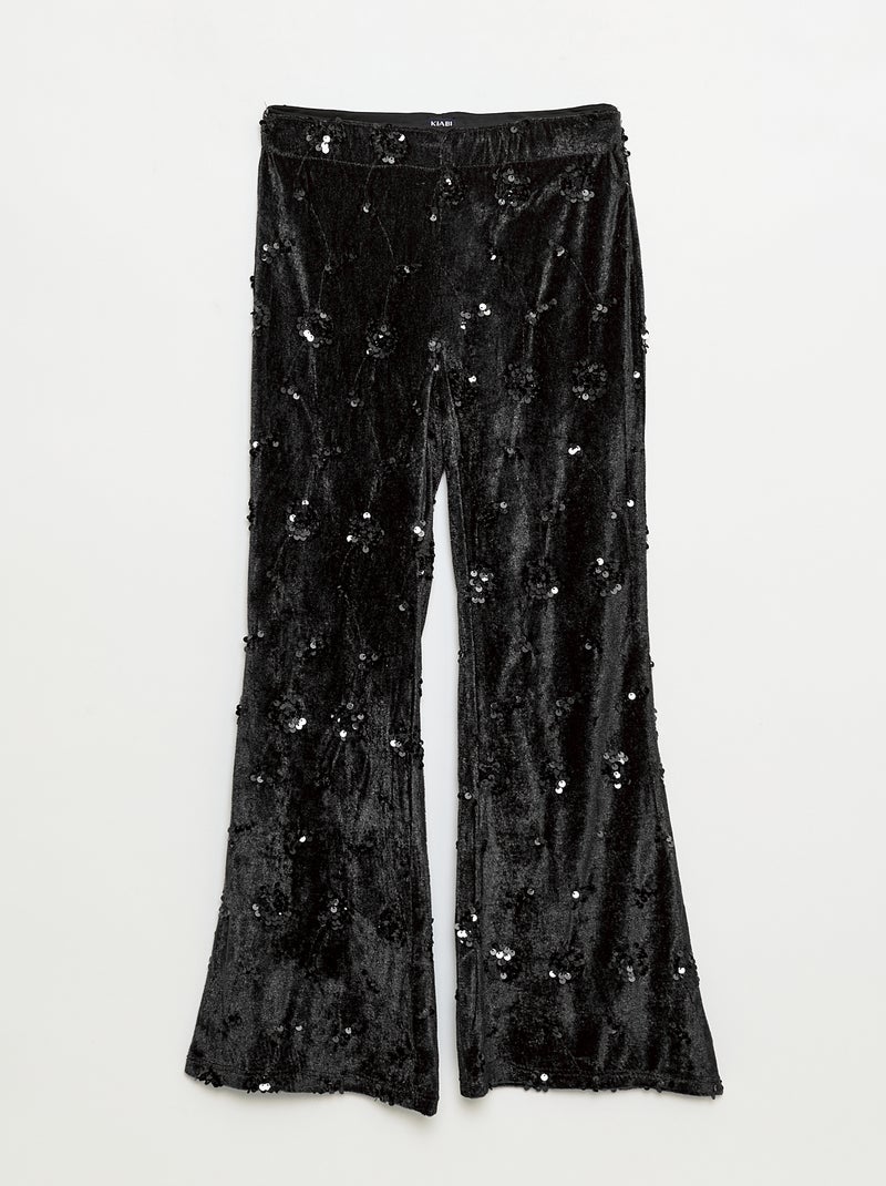 Ensemble blouse + pantalon flare fit en velours Noir - Kiabi