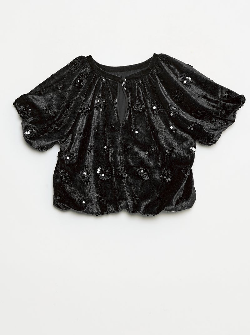 Ensemble blouse + pantalon flare fit en velours Noir - Kiabi