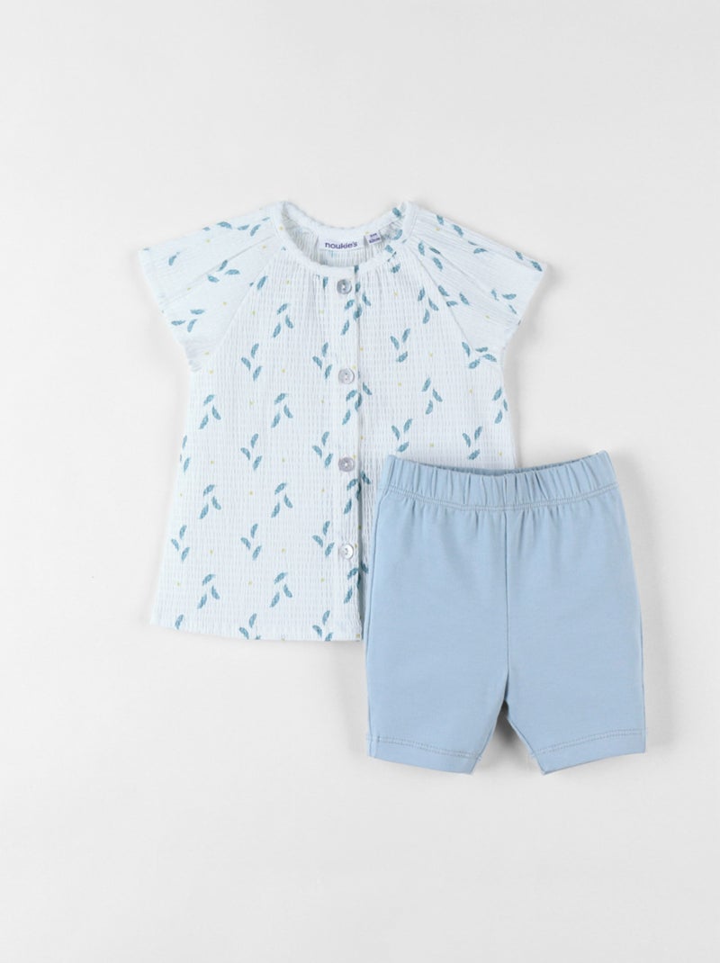 Ensemble blouse plume + legging, aqua/écru Noukie's Bleu - Kiabi