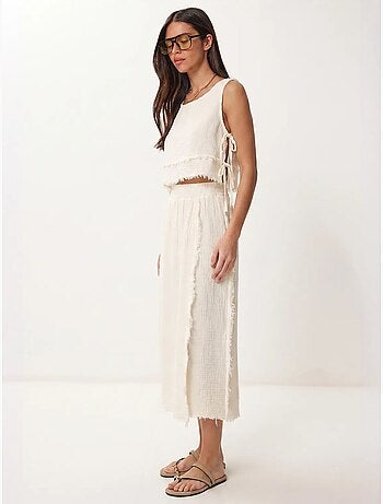 Ensemble blouse sans manches et jupe midi en coton istanbul