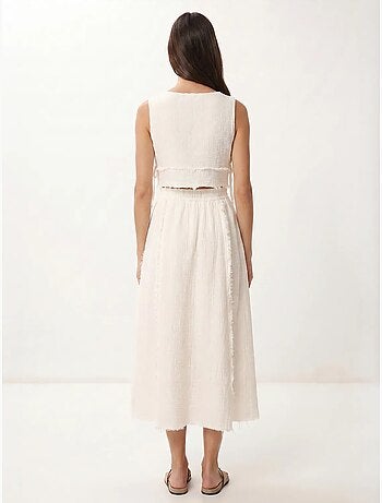 Ensemble blouse sans manches et jupe midi en coton istanbul