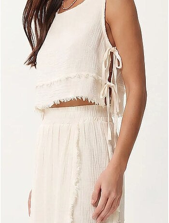 Ensemble blouse sans manches et jupe midi en coton istanbul