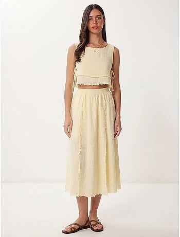 Ensemble blouse sans manches et jupe midi en coton istanbul