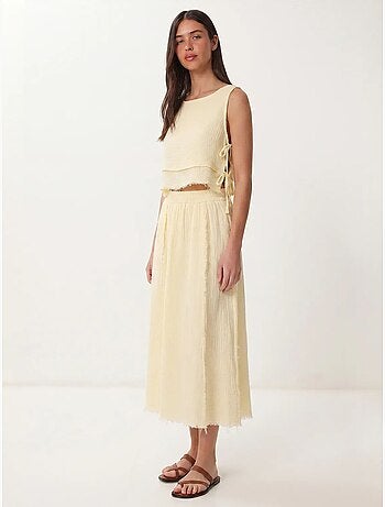 Ensemble blouse sans manches et jupe midi en coton istanbul