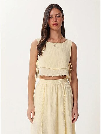 Ensemble blouse sans manches et jupe midi en coton istanbul