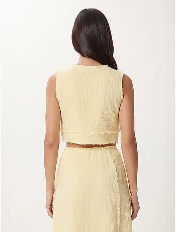 Ensemble blouse sans manches et jupe midi en coton istanbul