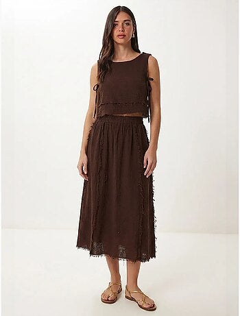 Ensemble blouse sans manches et jupe midi en coton istanbul