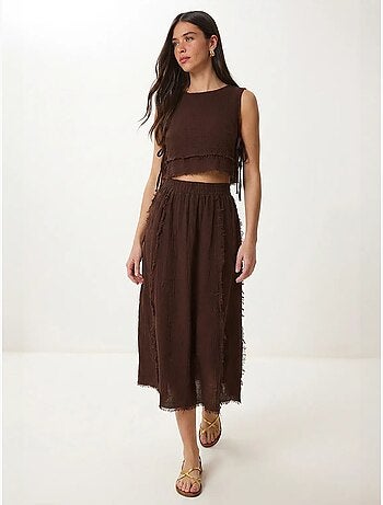 Ensemble blouse sans manches et jupe midi en coton istanbul