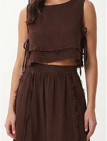 Ensemble blouse sans manches et jupe midi en coton istanbul