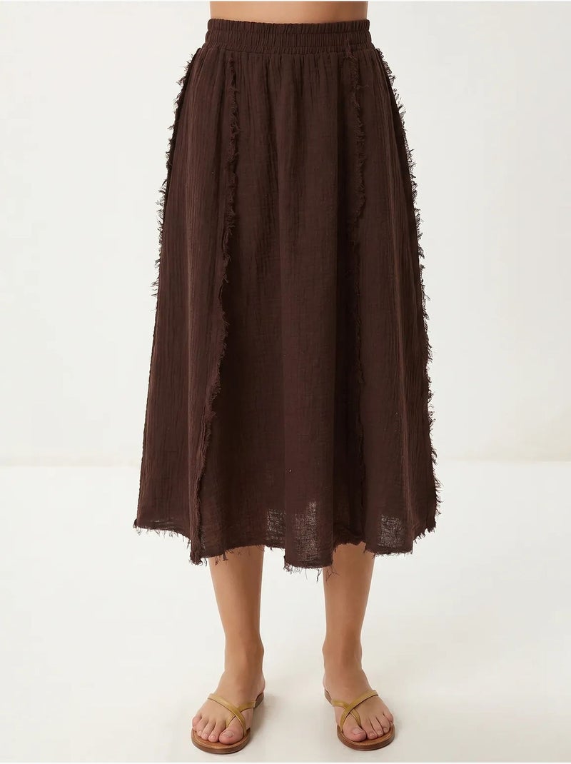 Ensemble blouse sans manches et jupe midi en coton istanbul Marron - Kiabi