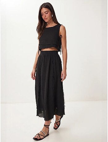 Ensemble blouse sans manches et jupe midi en coton istanbul