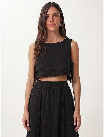 Ensemble blouse sans manches et jupe midi en coton istanbul