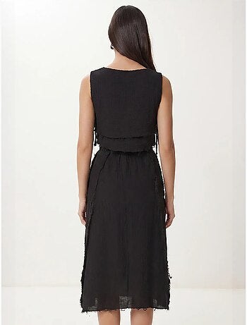 Ensemble blouse sans manches et jupe midi en coton istanbul