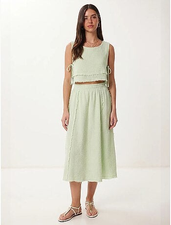 Ensemble blouse sans manches et jupe midi en coton istanbul