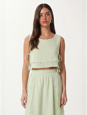 Ensemble blouse sans manches et jupe midi en coton istanbul