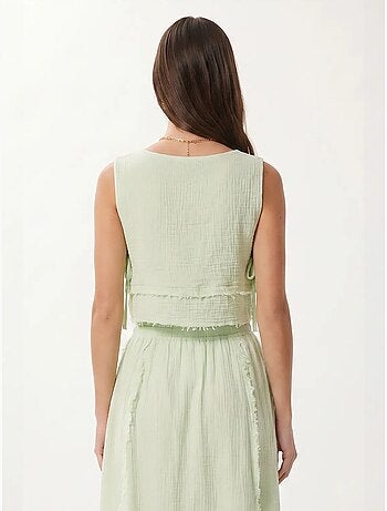 Ensemble blouse sans manches et jupe midi en coton istanbul