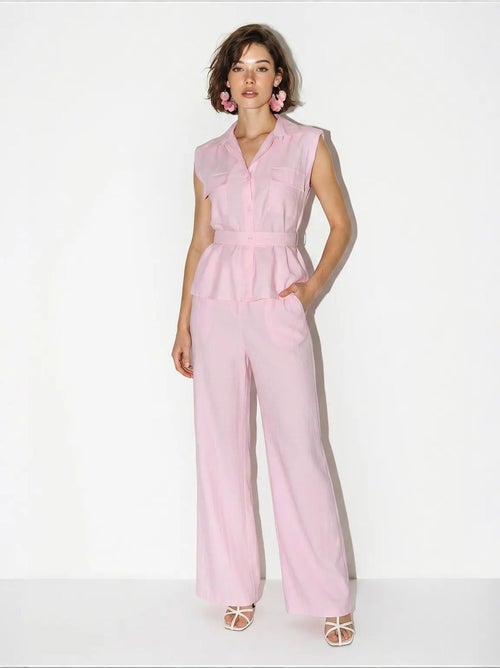 Ensemble blouse sans manches et pantalon large ceinturé lucci - Kiabi Ensemble blouse sans manches et pantalon large ceinturé lucci - Kiabi
