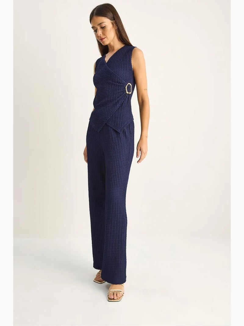 Ensemble blouse sans manches et pantalon large côtelé lucci Bleu marine - Kiabi
