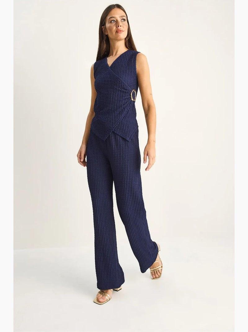 Ensemble blouse sans manches et pantalon large côtelé lucci Bleu marine - Kiabi