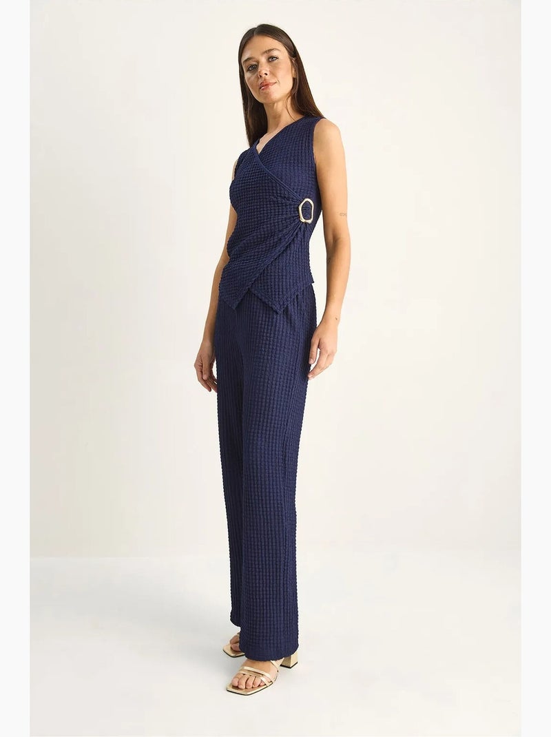 Ensemble blouse sans manches et pantalon large côtelé lucci Bleu marine - Kiabi