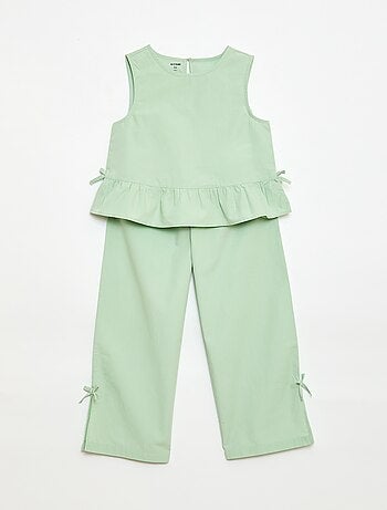 Ensemble blouse sans manches + pantalon - 2 pièces