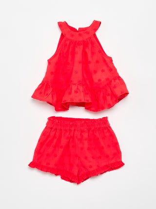 Ensemble blouse sans manches + short