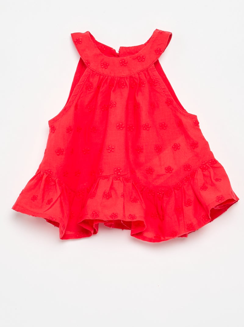 Ensemble blouse sans manches + short Rouge - Kiabi