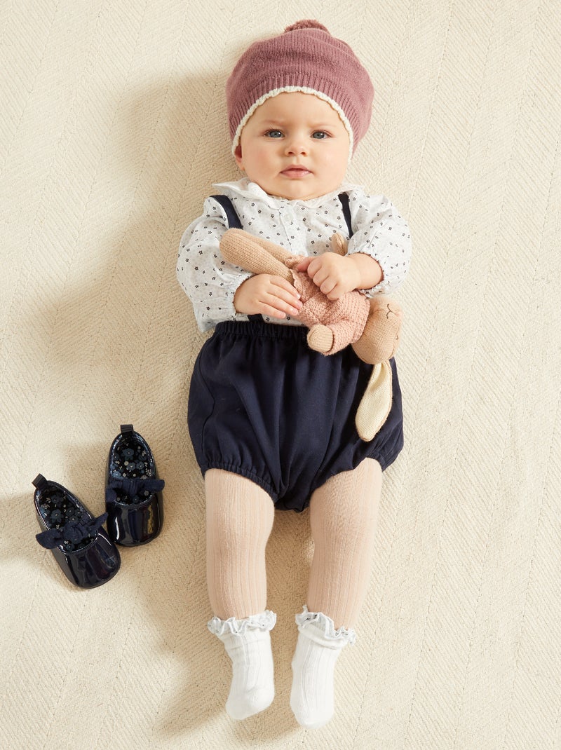 Ensemble blouse + short à bretelles + chaussettes blanc - Kiabi