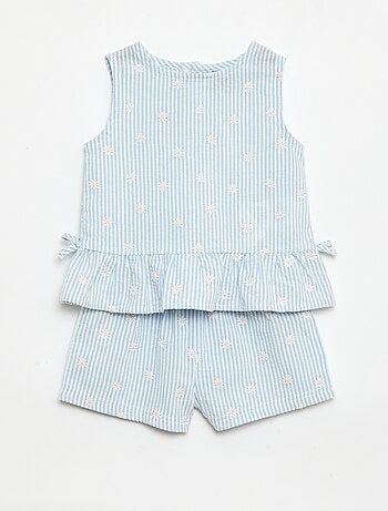 Ensemble blouse + short à motif vichy - 2 pièces