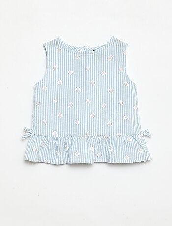 Ensemble blouse + short à motif vichy - 2 pièces