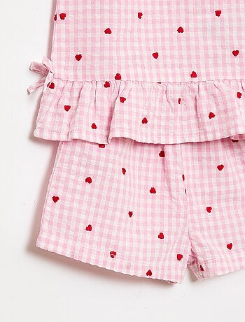 Ensemble blouse + short à motif vichy - 2 pièces