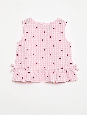 Ensemble blouse + short à motif vichy - 2 pièces