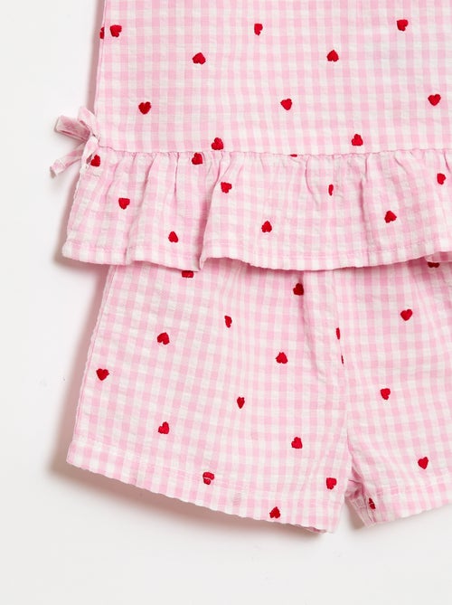 Ensemble blouse + short à motif vichy -  2 pièces - Kiabi